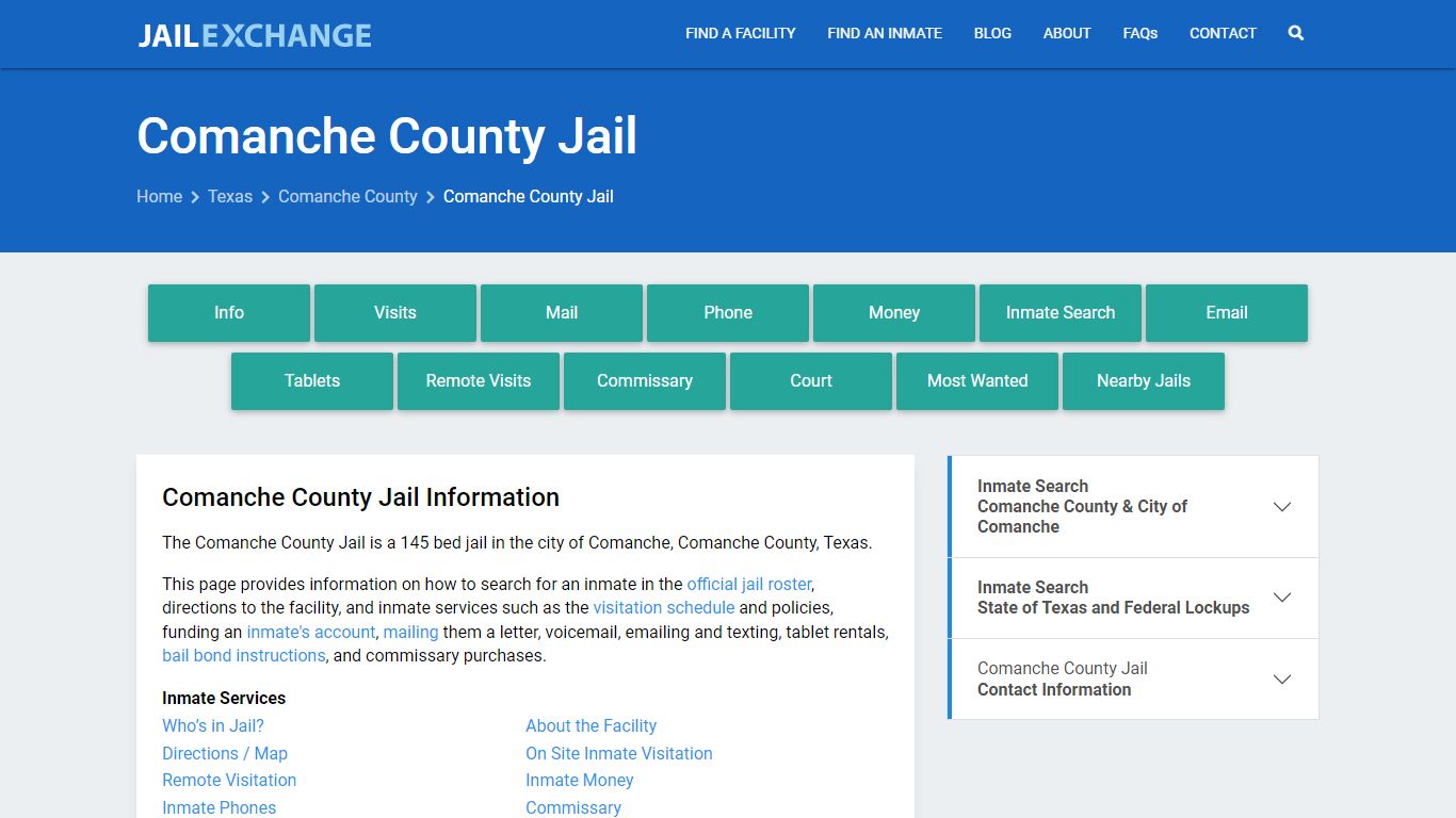 Comanche County Jail, TX Inmate Search, Information